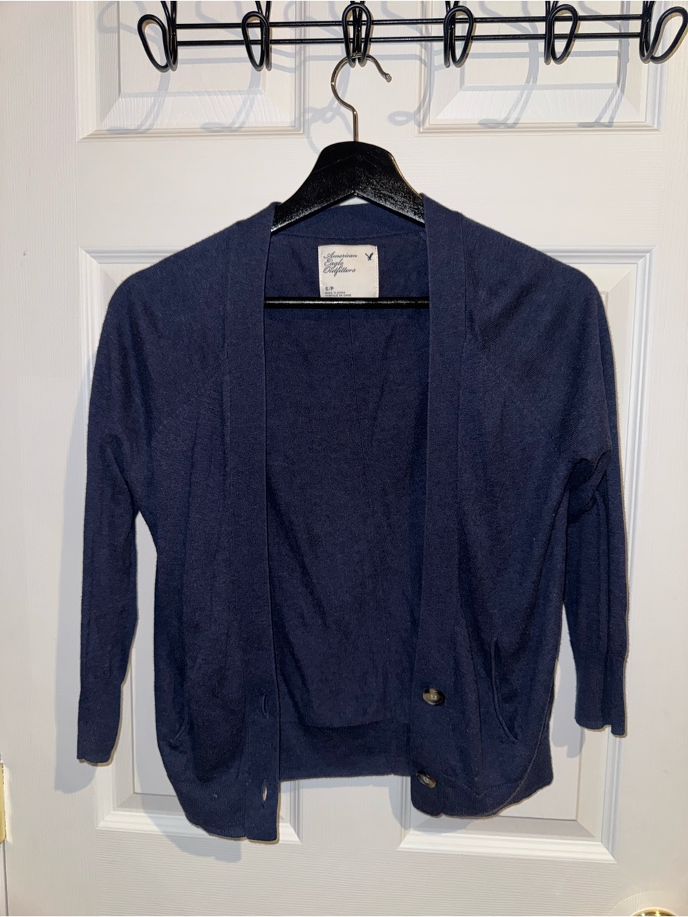 American Eagle Outfitters Navy Lightweight Button Cardigan, Size Small